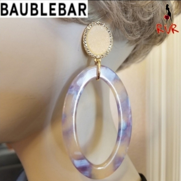 BaubleBar Jewelry - BAUBLEBAR DRUZY MARBLED ACRYLIC HOOP EARRINGS